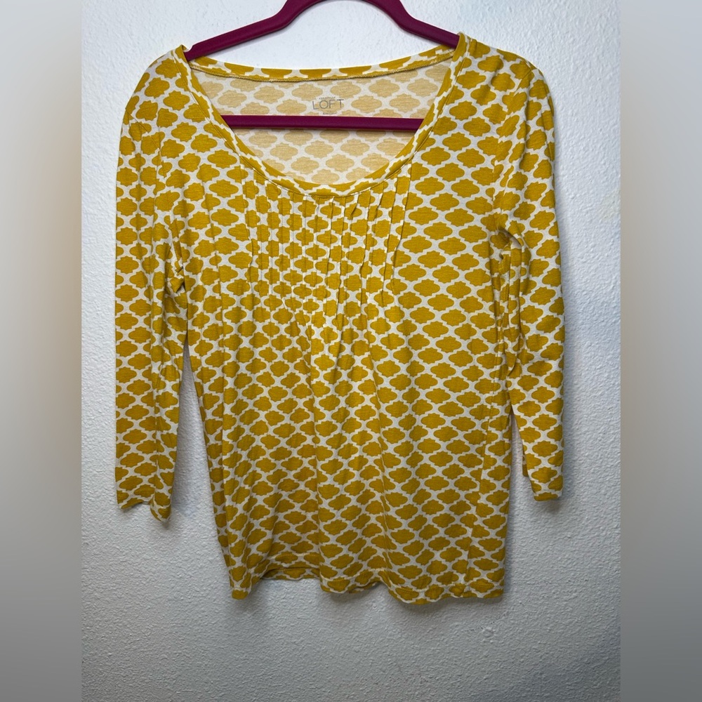 LOFT Mustard Geometric Long Sleeve Top